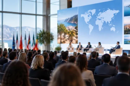 Symbolisches Bild einer internationalen Tourismuskonferenz im Kongresszentrum