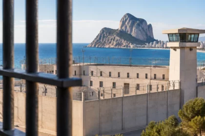 Symbolbild eines Gefängnisses an der Costa Blanca mit Blick auf den Ifach-Felsen, symbolisiert die Haftstrafe des Ex-Models wegen Betrugs.